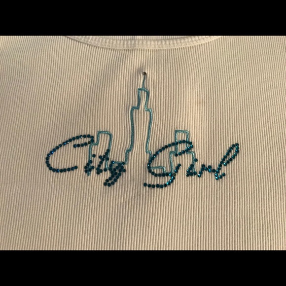White Tank Top with Rhinestone City Girl - Picture 3 of 4